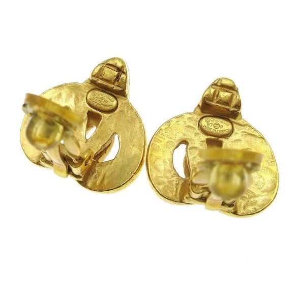 Auth CHANEL CC Logos Button Heart Motif Earrings Gold-plated Clip-On - Picture 3 of 8